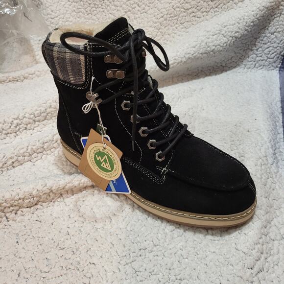 NEW WHITE MOUNTAIN Shoes Women's Thyme Moc-toe Boot Black Suede size 7.5 Wide - Picture 6 of 8